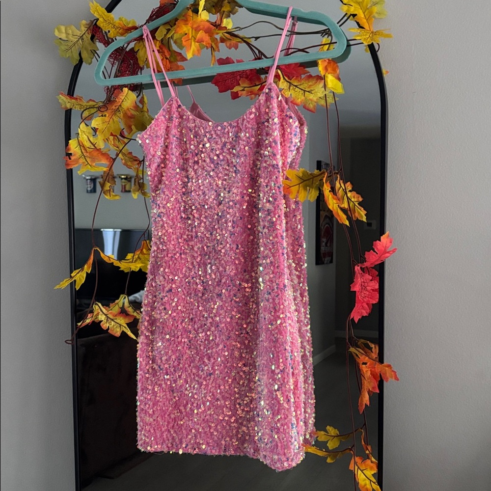 Pink Sequin Bodycon Dress